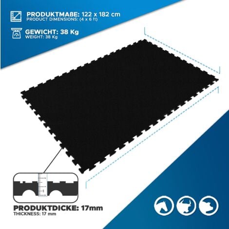 ETM Puzzle-Stallmatte aus Gummi Pontiac Stallboden 120 x 180 cm Vierseitiges Interlocking