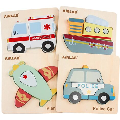 Puzzles Voiture Bois Enfants avec Sac Rangement, Jouet Éducatif Éveil Montessori pour Bébé de Plus de 18 Mois, Puzzle Auto 3D avec Cadre, Cadeau Anniversaire Pâques Halloween Noël Garçon Fille