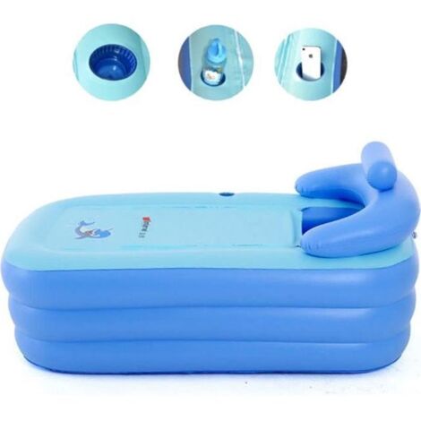 PVC Adulte Baignoire Gonflable Pliante Portable Bain Détachable Chauffage Durable Bleu