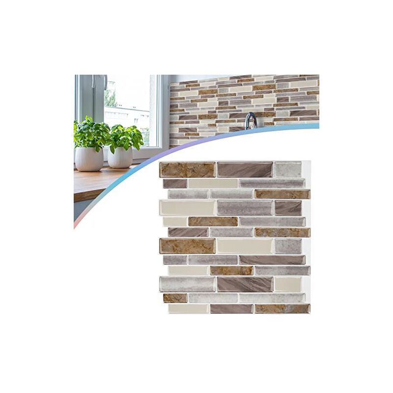 Pvc Autocollants Lot de 10 pour Carrelage 30 x 30 cm Stickers Carrelage pour cuisine, salle de bain (type c - marbre jaune) Naizy