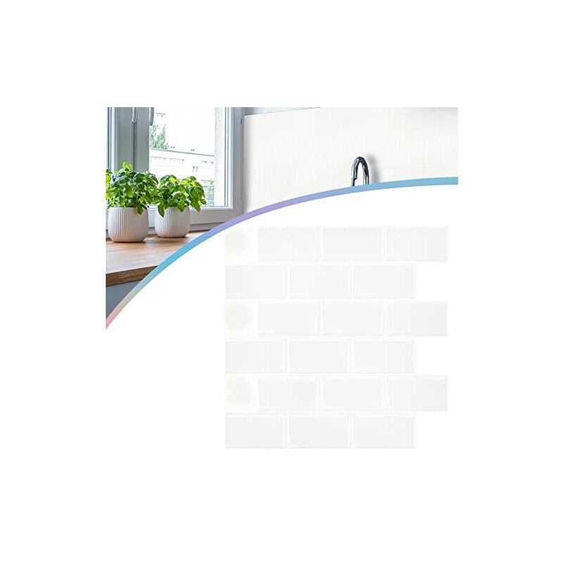 Pvc Autocollants Lot de 10 pour Carrelage 30 x 30 cm Stickers Carrelage pour cuisine, salle de bain (type d - blanc clair) Naizy