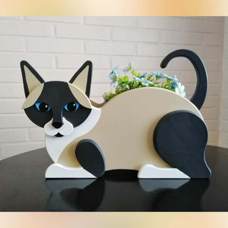 PVC-Blumentopf in Katzenform, Montage erforderlich, elegantes Geschenk, langlebige Dekoration, 32 x 19 x 14 cm, farbenfroh, 520 g, 1 Stück