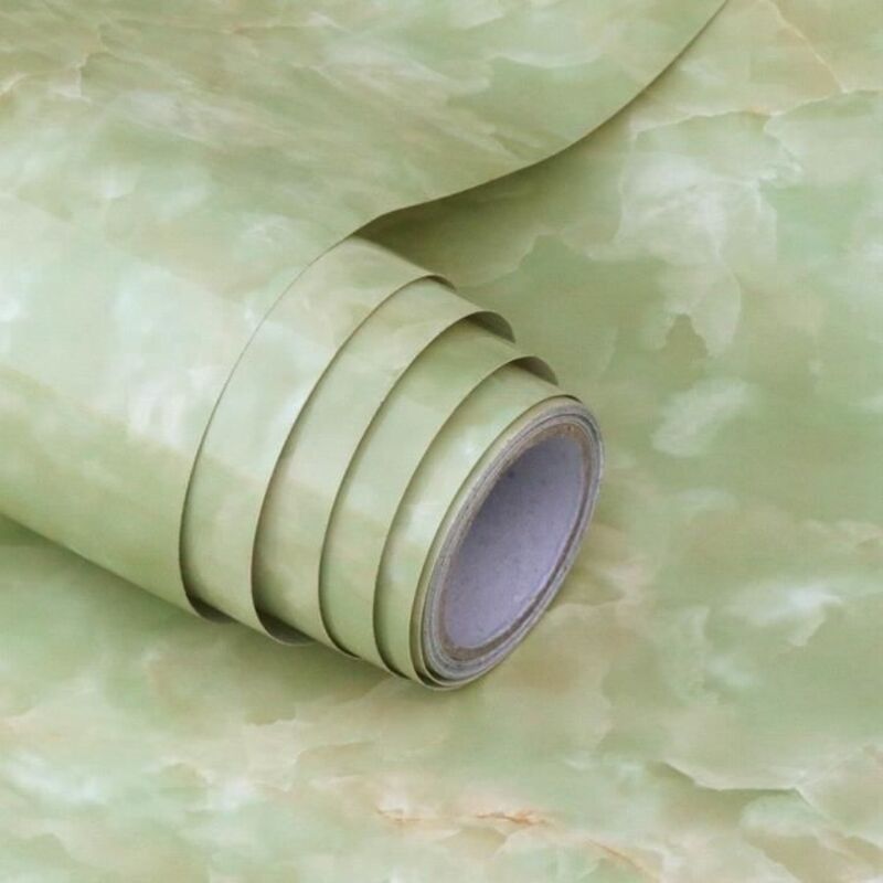 PVC de marbre Papier auto-adhésif Imperméable à l'huile Autocollant de porte de table pour meubles Cuisine 60 x 100 cm, Vert