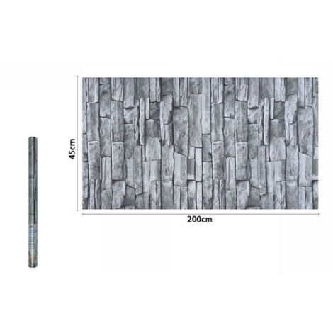 Pvc Film Adhésif Rouleau Effet Brique Pierres Grises 45cmx2mt Home 71282