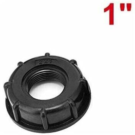 PVC Fitting S60x6 Gewinde 60 mm 1" Buchse, Kunststoff IBC Wasserbehälterdeckel Adapter für Cube IBC 1000 Liter (1'')