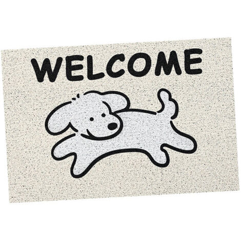 PVC-Fußmatte mit Cartoon-Hundemotiv, rutschfest und schmutzabweisend, 40 x 60 cm, Grau, Heimdekoration