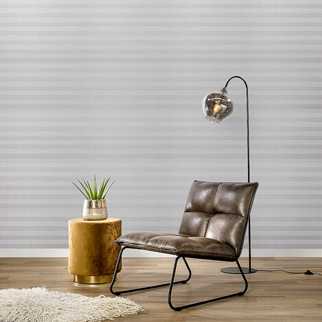 PVC Grey and White Striped Wallpaper Roll