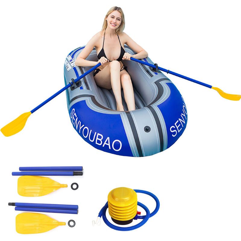 PVC-Kanu 1-Personen-Schlauchboot-Set Kajak-Set mit Paddel und Luftpumpe,Blau,