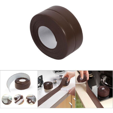 PVC-Klebeband zur Abdichtung für Küche und Bad, flexibel, schimmelresistent, 22 mm x 3,2 m, braun, sofort einsatzbereit