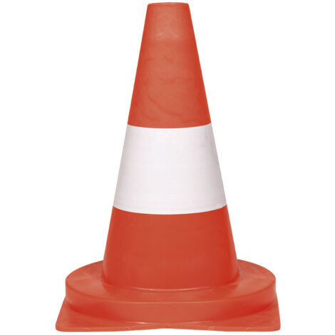 PVC-LEITKEGEL, 32 cm hoch, tagesleuchtend, Rot mit weißem Streifen
