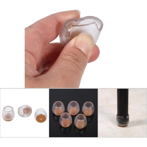 PVC-Möbelfüße, 16 Stück, transparent/braun, Geräusch- und Kratzschutz mit Filzgleitern