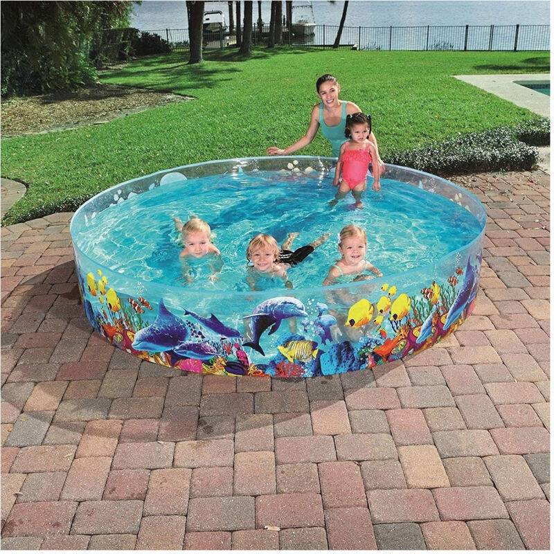 Trade Shop - Piscinetta Piscina Rigida Pvc Per Bambini 3 Anni+ Fantasia Marina 244X46Cm 55031 -