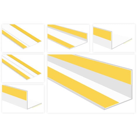PVC plat blanc blanc 2m - avec rainures adhésives ou angle de pliage - HJ