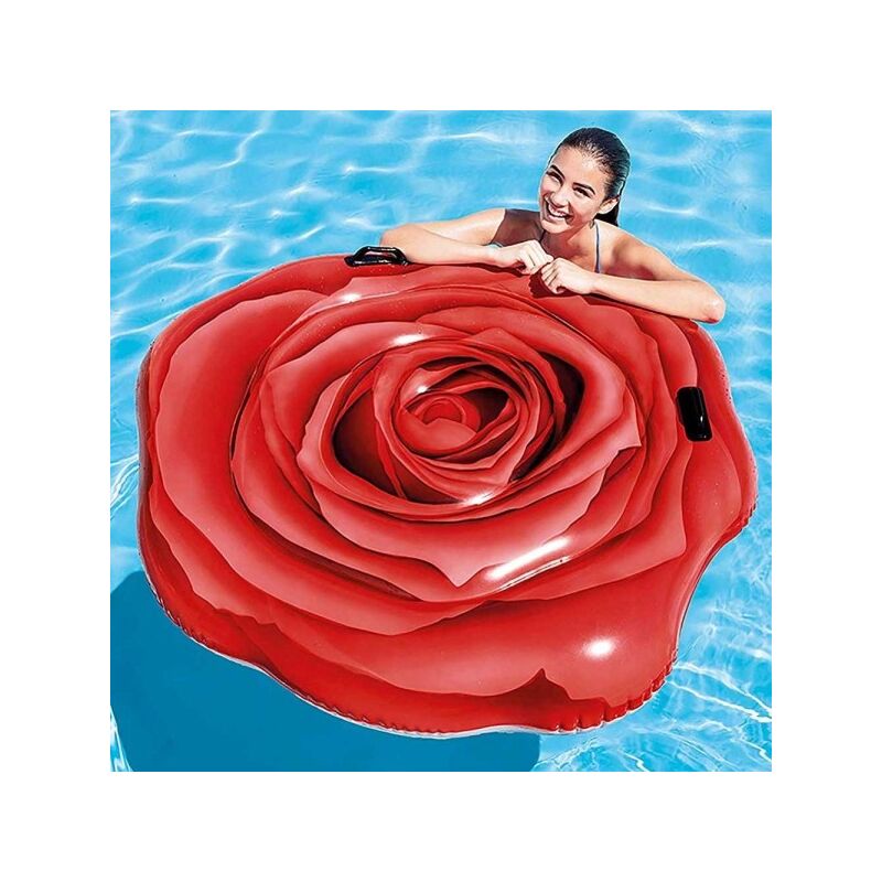 Trade Shop Traesio - Colchoneta Hinchable Isla Estampado Rosa Rojo Pvc Mar Piscina 137 X 132 Cm