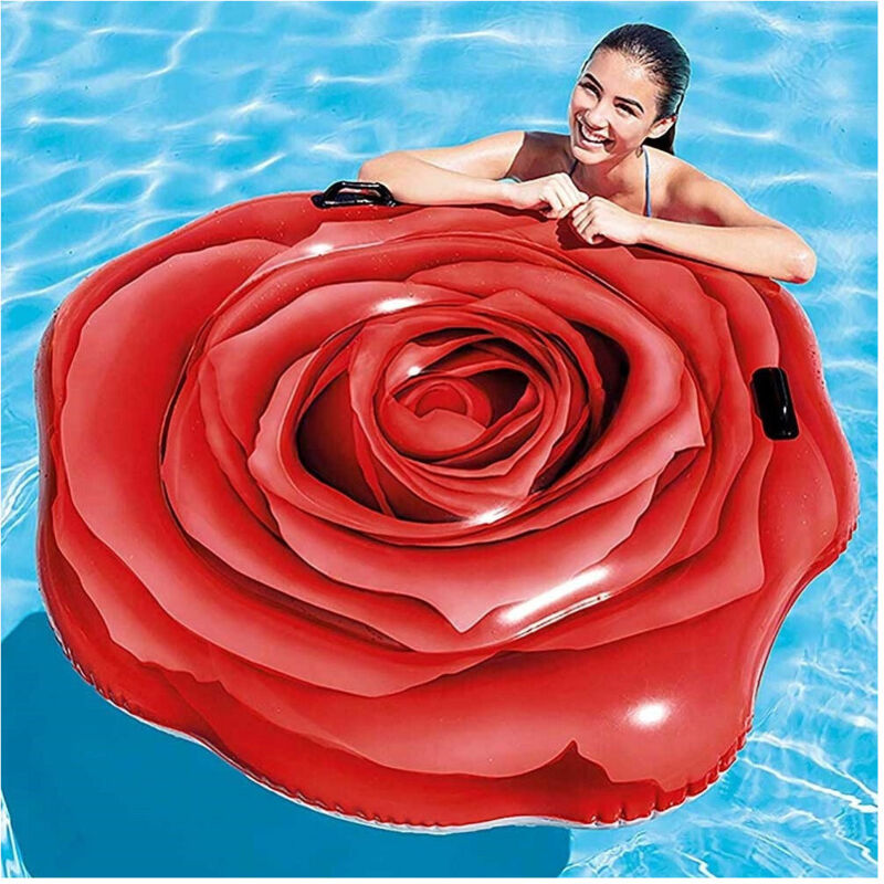Trade Shop - Materassino Isola Gonfiabile Stampa Rosa Rossa Pvc Mare Piscina 137 X 132 Cm -