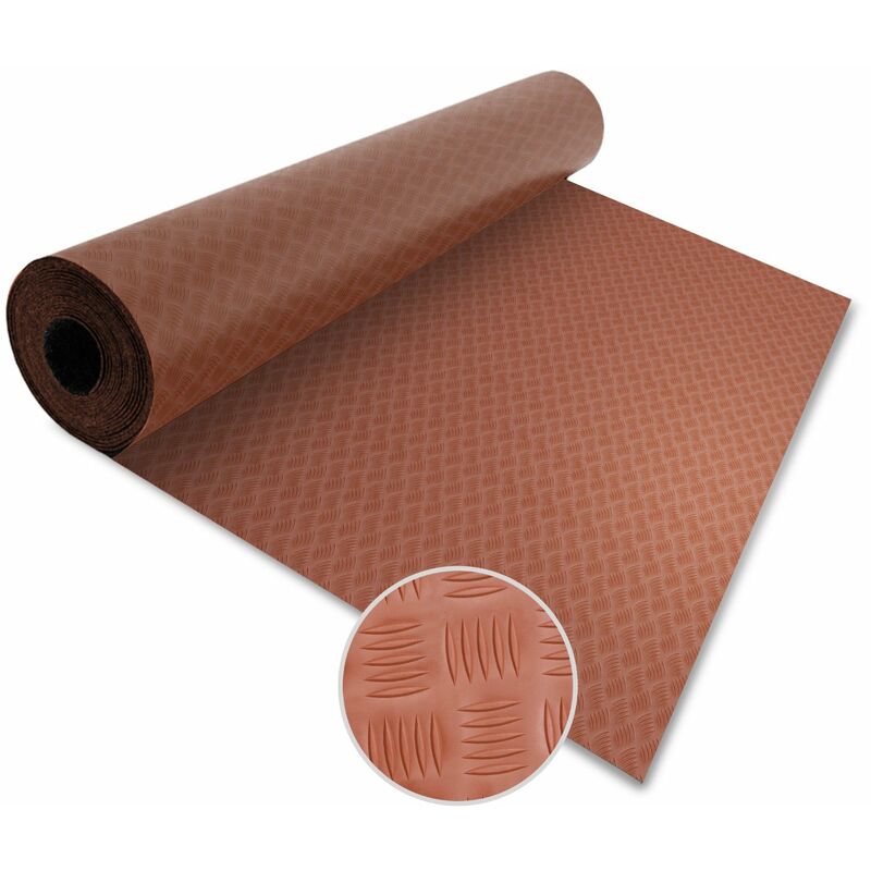 Tapis en caoutchouc Diamond Cut Terracotta 120 x 300 cm