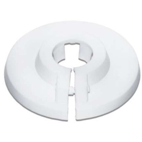 PVC Scharnier-Kunststoffrosette Wandrosette Rosette Kunststoff weiß für Rohre Ø18mm oder 3/8"