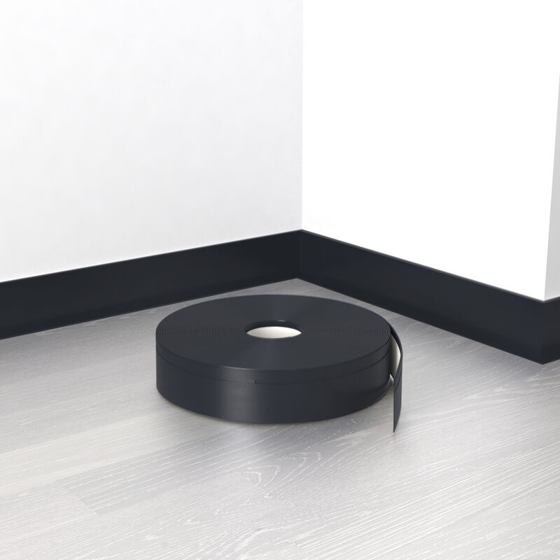 Livingandhome - PVC Soft Flexible Skirting Board Self Adhesive Floor Wall Tape Trim , Black 5M