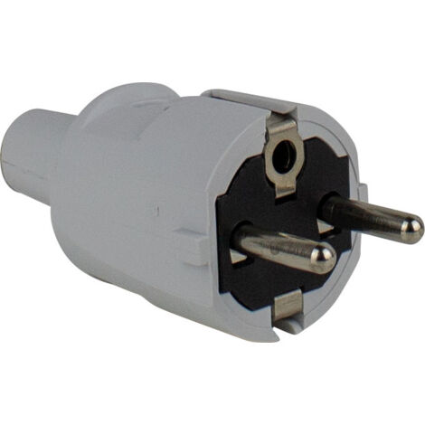 PVC Stecker grau doppelter Schutzkontakt 1,5mm² IP20