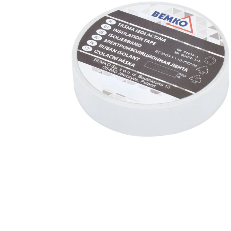 PVC Tapa aislante - Blanco - 19mm x 20m - Adhesivo eléctrico profesional