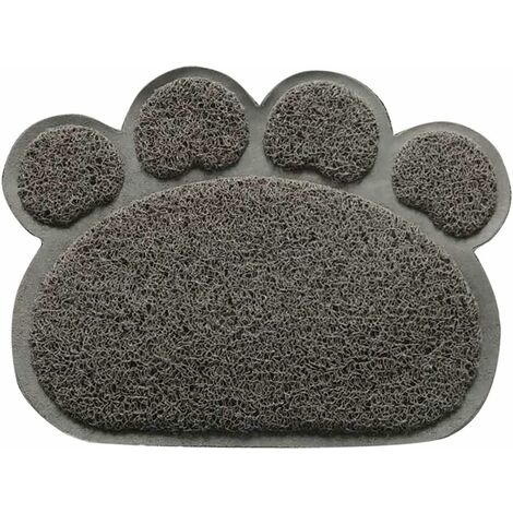 PVC Tappetino Lettiera Gatto - Tappetino Lettiera Tappetino per Ciotola Tovaglietta a Forma di Zampa per Cani e Gatti, Grigio, 30 × 40cm