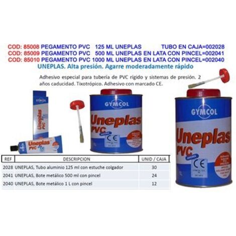 Pvc uneplas, bote metálico 500ml con pincel a2041 unecol