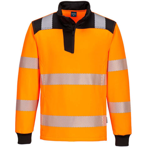 Pw3 Hi-vis Sweatshirt Zippé - M - Orange/noir - Portwest