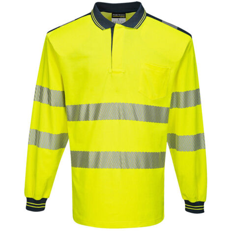 PW3 Polo Haute Visibilité ML couleur : Jaune/Marine taille XXL - PORTWEST
