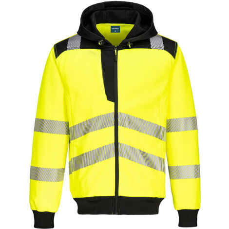 Pw3 - Sweat à Capuche Zippé Haute-visibilité - Xxl - Jaune/noir - Portwest