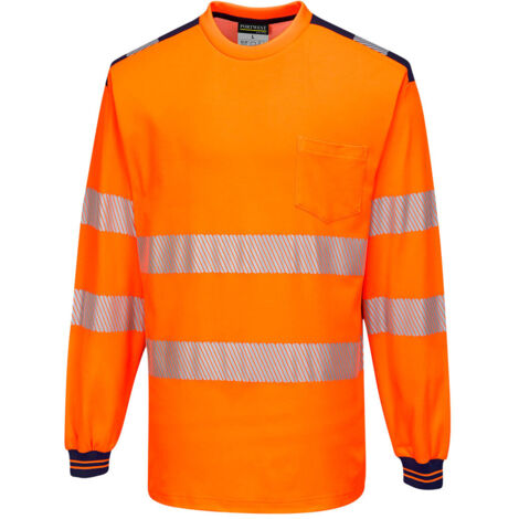 PW3 T-Shirt Haute Visibilité ML couleur : Orange/Marine taille 5XL - PORTWEST
