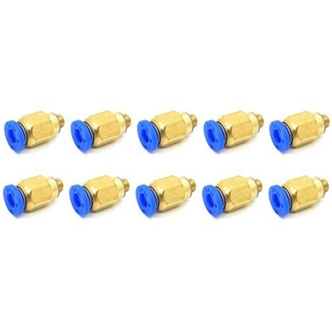 Pxyelec Connettori pneumatici da 4 mm a M5 maschio diritto rapido raccordo One-Touch Ftting PC4-M5 (10 pezzi)