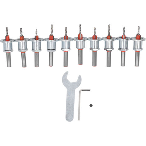 Pyhodi – 10-teiliges Senkbohrer-Set mit einstellbarem Tiefenanschlag, konischer Spitze, 2 Spiralnuten aus legiertem Stahl, SDS-Aufnahme, für Holz