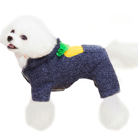 Pyjama d'hiver pour chien, pull chaud en polaire pour chiot, vêtements pour animaux de compagnie, combinaison pour chien (gris)