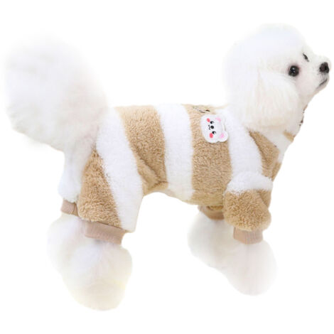 Pyjama pour chien de petite taille, pull d'hiver pour chien avec anneau de laisse, vêtements en polaire pour animaux de compagnie, vêtements mignons pour chien (marron)