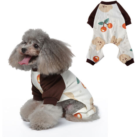 Pyjama pour petit chien, combinaison douce pour chiot et chat, vêtements confortables pour animaux de compagnie (café)