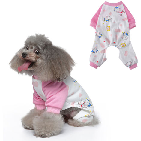 Pyjama pour petit chien, combinaison douce pour chiot et chat, vêtements confortables pour animaux de compagnie (rose)