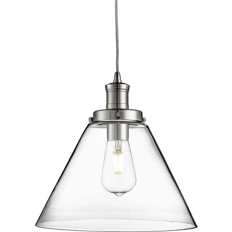 Pyramid - 1 Light Dome Ceiling Pendant Chrome with Clear Glass Shade, E27 - Searchlight