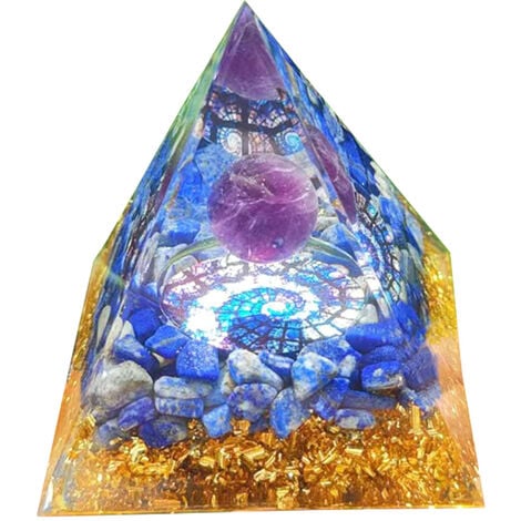 FVBJD Pyramide de cristal de guérison artisanale en résine de cristal d'orgonite, cristaux de pyramide d'orgonite et pierres de guérison D37