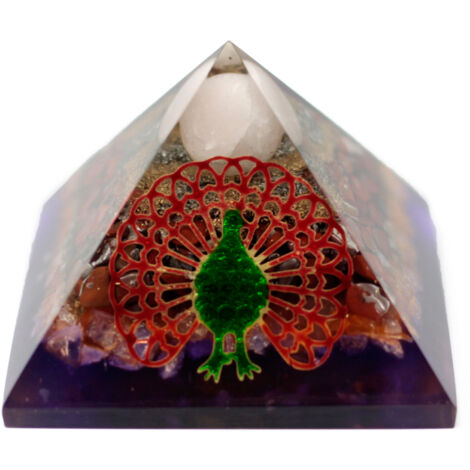 Pyramide Organite Lrg 70mm - Paon (base terre)- Vendu par 1