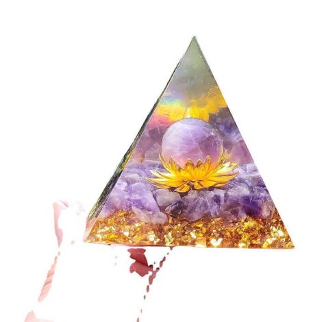 Pyramide Orgone en Quartz Fleur de Lotus, Pierre de Guérison Cristal Chakra, Générateur d'Énergie Spirituelle
