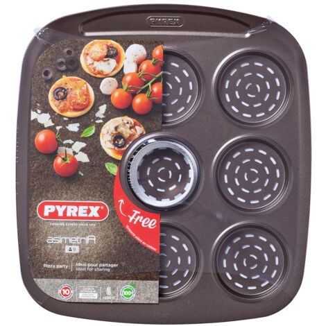 Pyrex asimetriA – Vassoio mini pizza, 9 cavità, colore: nero, Ø 6,50 cm