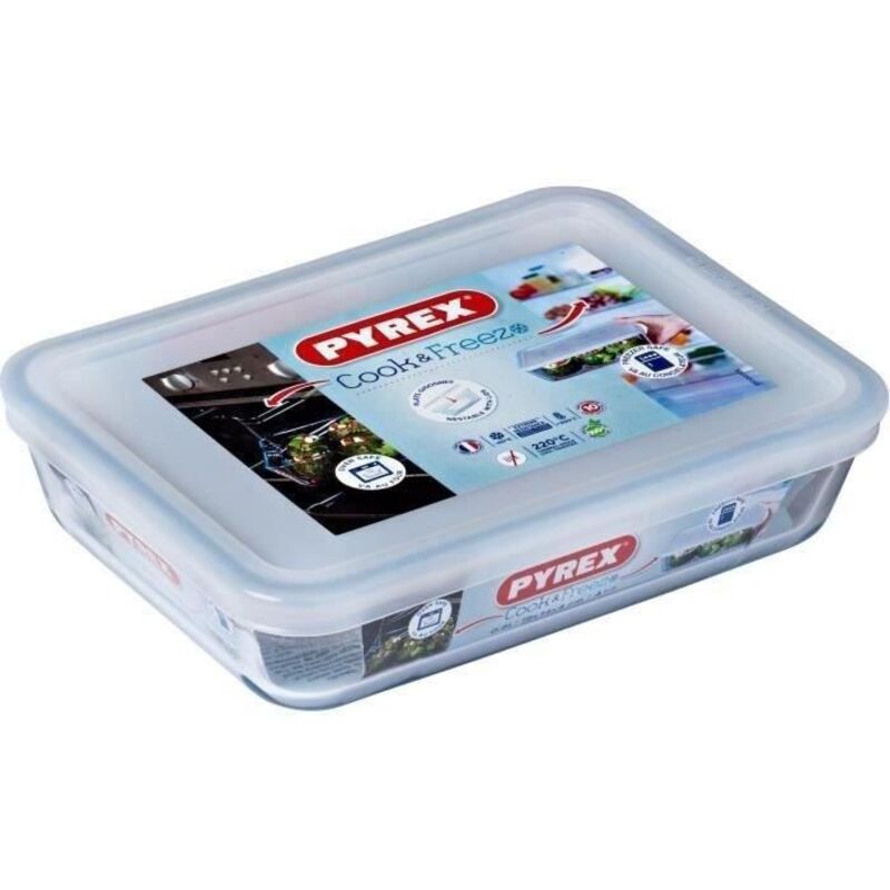 Plat À Four Verre Rectangulaire 19x14 Cm Revêtement Anti adhésif Cook & Freeze Pyrex Le Plat + Le Couvercle - vue 3