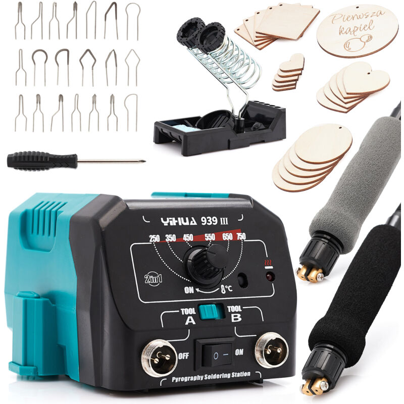 Pyrographe / Yihua 939-III poêle à bois + ensemble de contreplaqué pyrographe 20 pièces 4 en 1