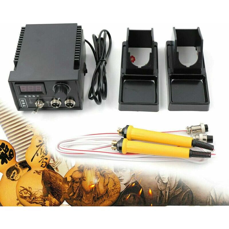 Gojoy - Pyrogravure, 60W Fer à Souder pro pyrogravure flacon pyrogravure station pyrogravure Machine bricolage brûleur à bois Ensemble Pour Bois Cuir