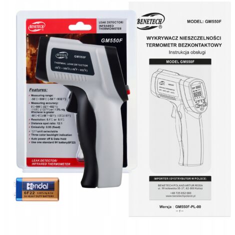 PYROMETR, BERÜHRUNGSLOSES LASERTHERMOMETER -50 +500°C
