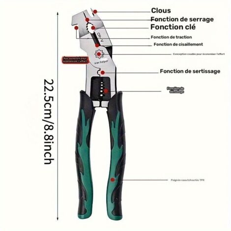 PZ-125 Heavy Duty - Utensile professionale per lavori elettrici, meccanici e di falegnameria con ganasce di taglio ed estrazione viti