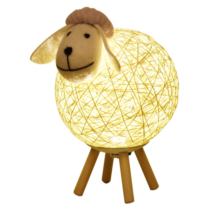 Veilleuse LED pour enfants, design mignon en boule de laine de mouton, abat-jour tissé à la main, lampe de lune, lampe de chambre d'enfant, veilleuse