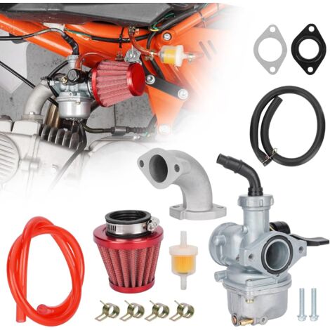 PZ22 Carburetor 22mm Carb Hand Choke 38mm Air Filter Cleaner Intake Pipe Gasket for SSR 110cc 125cc Sunl Roketa Taotao Monkey Coolster ThumpStar CRF Pit Bike ATV Quad