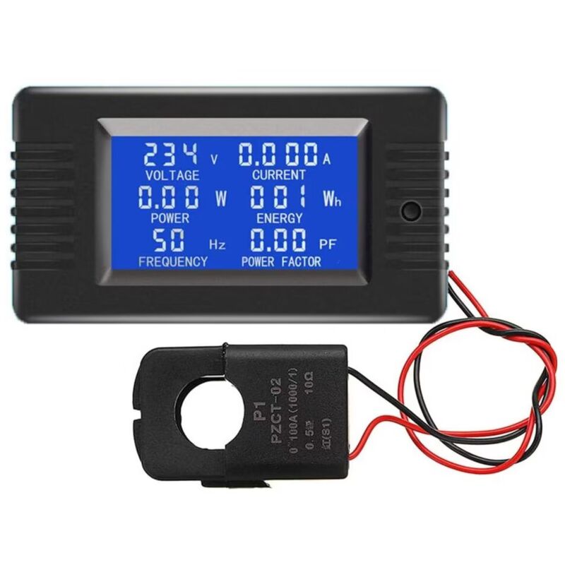 PZEM-022 Ouverture CT 100A AC compteur de controle de puissance Affichage numerique Voltmetre Amperemetre Frequence actuelle compteur Facteur de