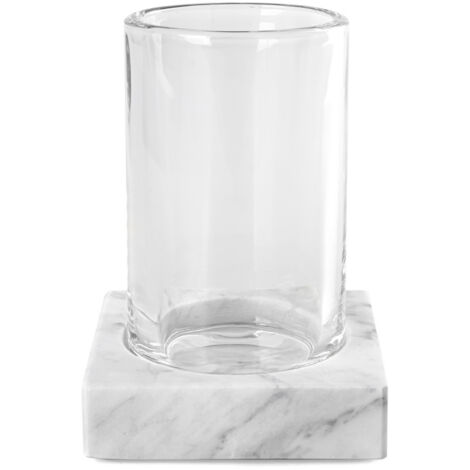 Q-BATH PREMIUM DECOR 1520 Carrara-Marmor + Glas-Badezimmerbecher